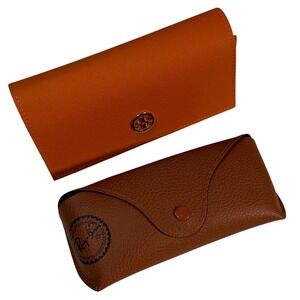 Tory Burch Orange Eyeglass Case and Ray Ban Brown Sunglass Case Lot (2pcs)